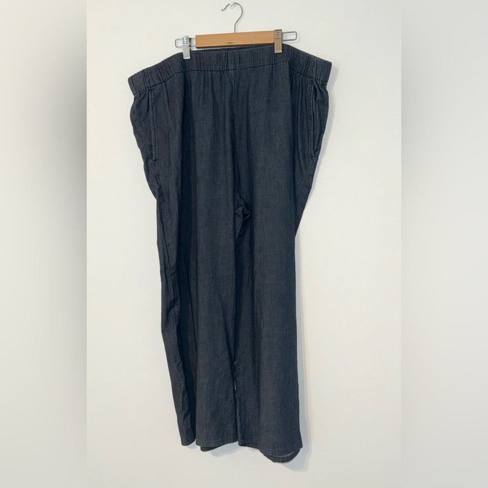 Eileen Fisher Twill Denim V Neck Long Tunic Top and Pants Set - Picture 9 of 14